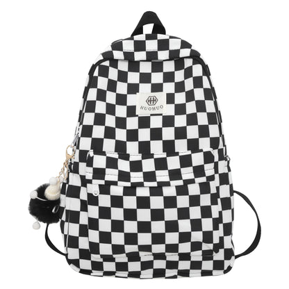 Schoolbags for female junior high school students, high school students, middle school students, girls' checkerboard backpacks