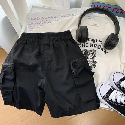 Summer Boys Short Pants Leisure Boys Shorts With Pocket Decoration Calf-Length Trousers For Kids 2024 New