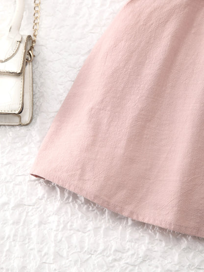 Toddler girls dresses kid's summer wear Pure color puffy sleeves girl dress back collar tie princess dress