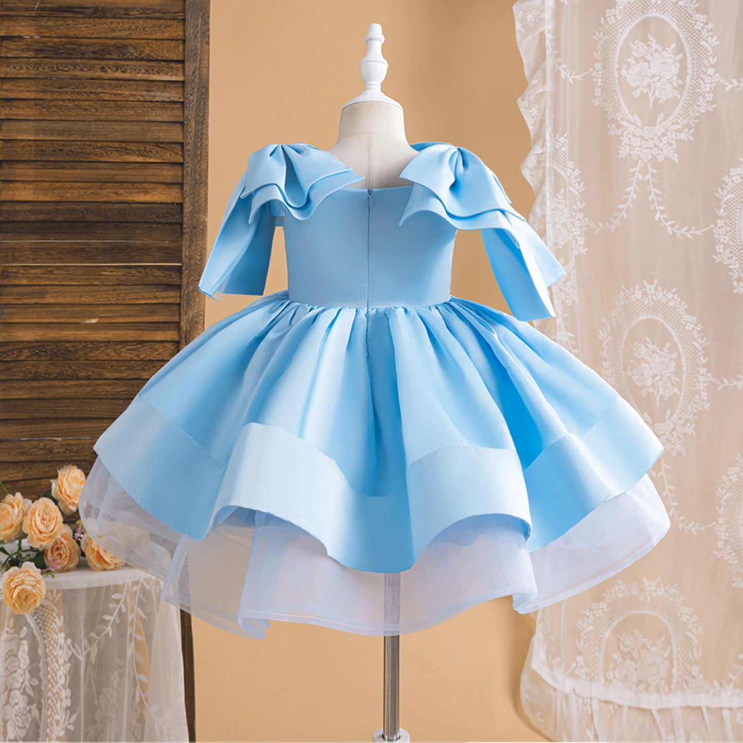 Fashion Big Bow Girls Party Dress Formal Pink Wedding Bridesmaid Birthday Princess Dresess for Girl Gala Christmas Kids Clothes