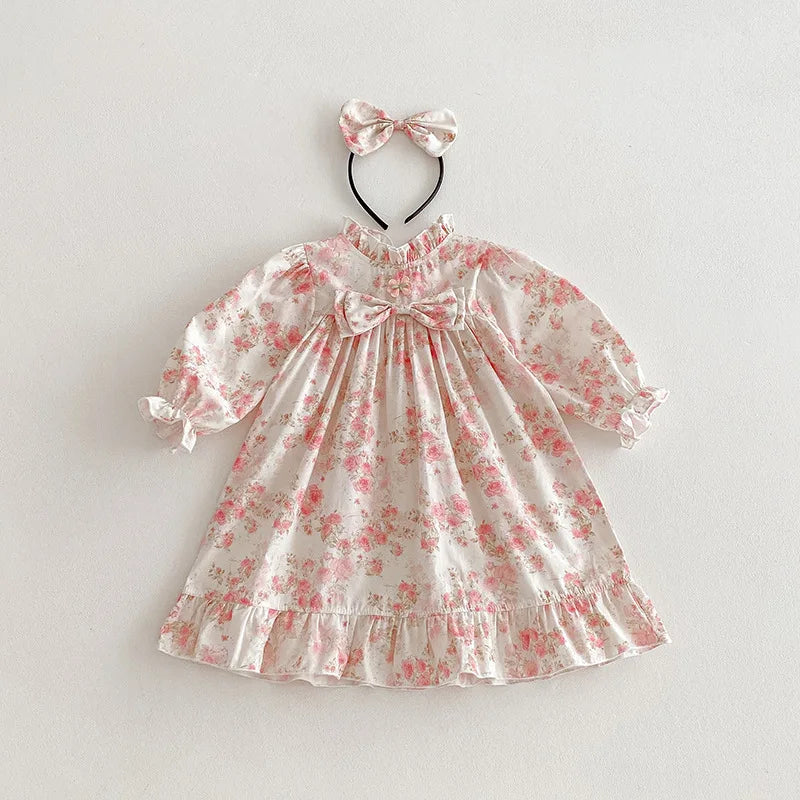 2025 Boutique Spring Cute Baby Clothes Girls Floral Print Dresses Newborn Girl Romper Birthday Party New Dress for Children Kids
