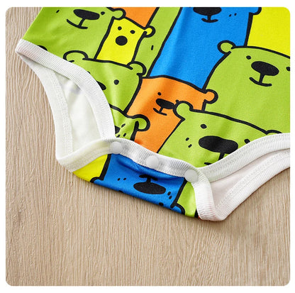 Summer bear Costume T-shirt+shorts Pants Boy Girl Baby Infant Outfit Clothes Toddler Casual Cartoon Print Clothes Four colors