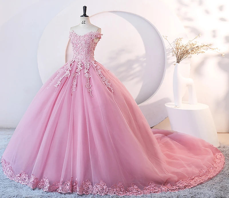 Dust Pink Party Dresses 15 Quinceanera Dresses Ball Gown Elegant Off Shoulder Prom Gown Formal 15 Year Old Dress Customized