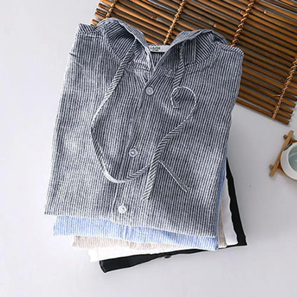 Men Summer Shirt Sun Anti UV Long Sleeve Hooded Drawstring Single breasted Soft Loose Breathable Cardigan Coat Top (Available)