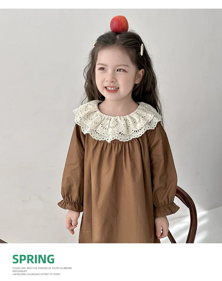 Girls' Dress Spring and Autumn 2025 New Children's Foreign Spring Dress Long Sleeve Skirt Spring Girl Princess Dress