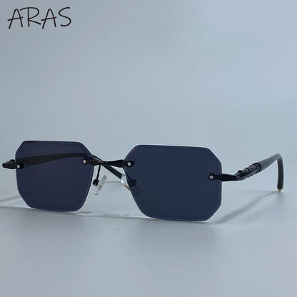 Fashion Rimless Square Sunglasses Men 2025 Luxury Brand Outdoor UV400 Sun Glasses For Male Classic Polygon Frameless Eyewear