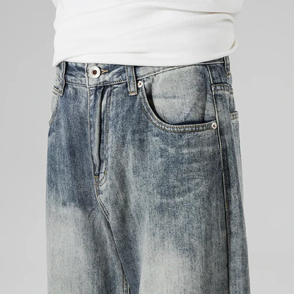 2025 Autumn New Men's Harem Wide Leg Jeans Street Hip-Hop Straight Leg Loose Denim Trousers Large Size Casual Retro Jeans
