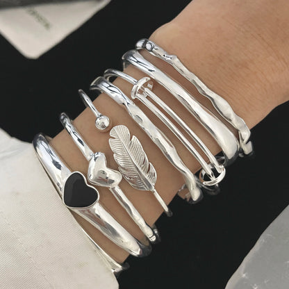 925 Sterling Silver Bracelets for Women Chain Accessories Trend Vintage Simple Heart Pendant Party Jewelry Gift