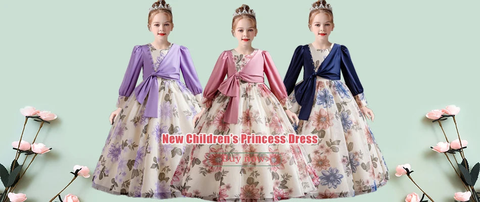 Girl's dress 4-12 years fashionable hollow out long sleeved princess dress carnival birthday wedding flower girl bridesmaid Wear