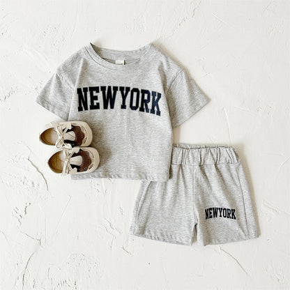 Summer Hot Baby Boys Clothes Pure Cotton Short Sleeved+Shorts Set Letter Printed T-shirt Sports Set Baby Girl Newborn 2PCS