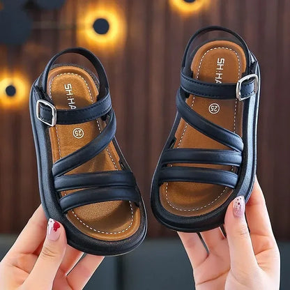 1-10Y Baby Girls Sandals Summer Children's New Cool Fashion Princess Cute Versatile Shoes for Students Flat Sandal Casual Shoe  (Available)