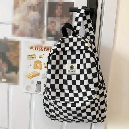 Schoolbags for Female Junior High School Students, High School Students, Middle School Students, Ins Style Girls Backpacks, Girls Checkerboard Backpacks, Five Colors Available