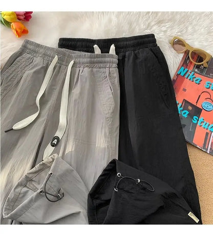 Summer Pants for Men Trendy and Versatile Loose Straight-leg Teenage American Quick-dry Cargo Casual   (Available)