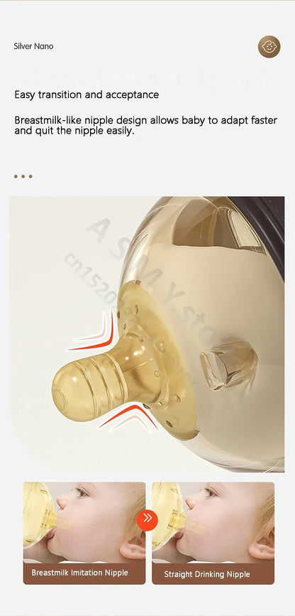 Newborn baby bottle/wide mouth break bottle/nano nipple/drinking nipple/duck nipple/learning drinking cup/big baby bottle