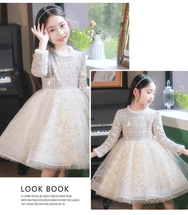 Girl's Dress Entry Lux Elegant Princess Dress Host Piano Playing Flower Girl Bubble Skirt
