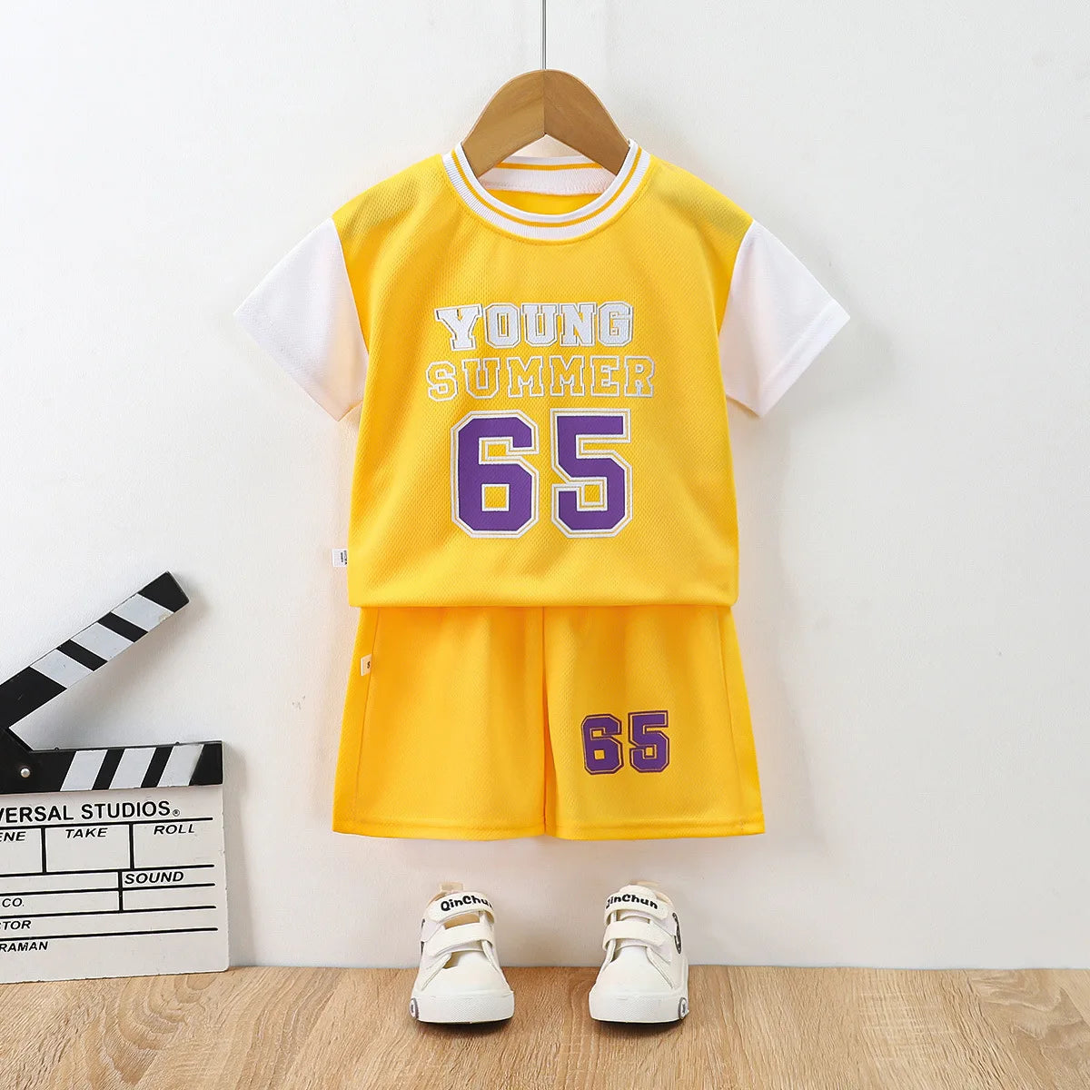 Children Boys 2PCS Clothes Sets Summer Babys Boys Short Sleeve Breathable Basketball T-shirts Shorts Outfit Kids Boys Tracksuits