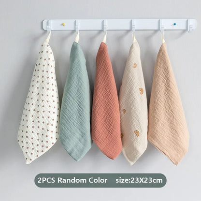 2/5P Baby Towel New Born Items Stuff Muslin Squares Infant Newborn Hand Bath Shower Face Towels Soft Cotton Gauze Baby Washcloth