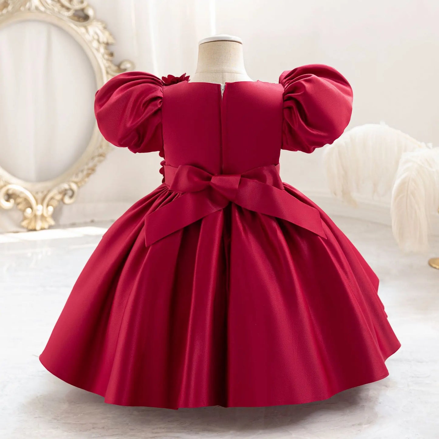 New Kid Party Dress for Occasions Flower Girl Formal Dresses Festive Children Red Clothes 1- 5 Years