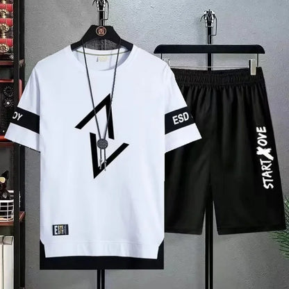Summer set short sleeved t-shirt for men, paired with cool and trendy shorts for couples, and half sleeved clothes for teenagers (Available)