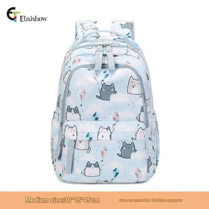 School Bags for Girls Cute Printing Cat School Backpack and Handbag Kawaii Children Backpack Back To School 2024 Mochila Escolar