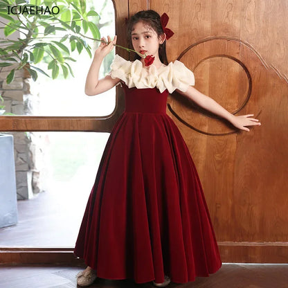 2025 New Party Dresses for Girls Teenage Girl Luxurious Evening Dress Kids VintageNew Years for Eids Quinceanera Red Ball Gown