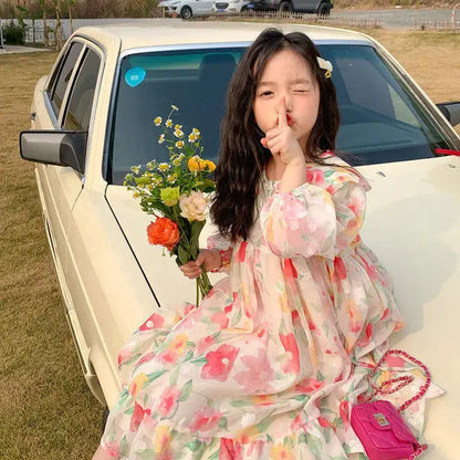 New Summer Kids Dresses for Girls Pure Color All-match Lace Girls  Short-sleeved Dress Baby Princess Dress Girls Clothes