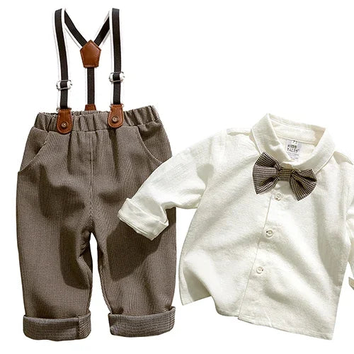 2025 Newborn Baby Gentleman Outfits Suit 2Pcs Bow Tie Romper+Suspenders Shorts Toddler Costume For Boy Wedding Birthday Party