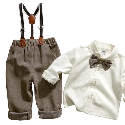 2025 Newborn Baby Gentleman Outfits Suit 2Pcs Bow Tie Romper+Suspenders Shorts Toddler Costume For Boy Wedding Birthday Party