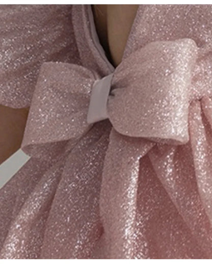 Elegant Puffy Luxury Girls Party Dresses Bowknot Evening Dress Flower Girl Princess Dress For Weddings Solid Bridesmaid Costume
