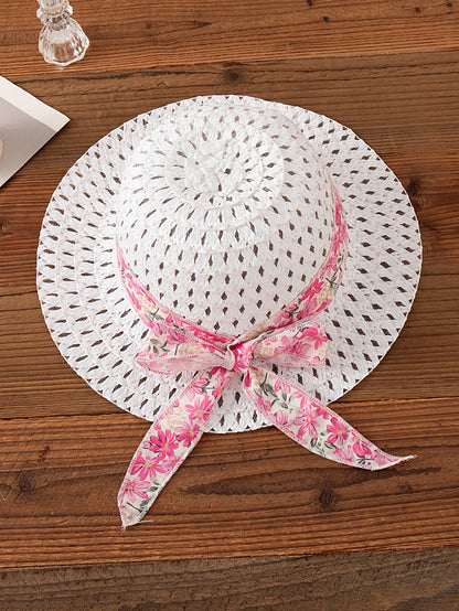 Summer Beach Party Dress for Girls Rose Red Bow Flower Print Suspender Dress Girl Casual Outdoor Outfit Sent Hat