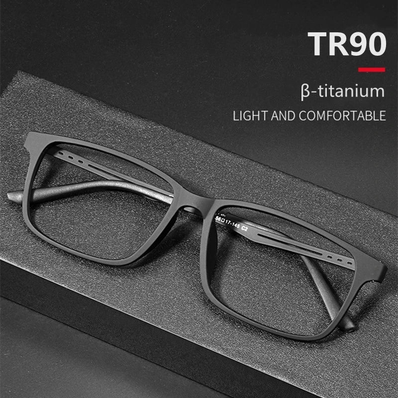Ultralight Black Reading Glasses For Men TR90 Metal Prescription Glasses Blue Light Blcoking