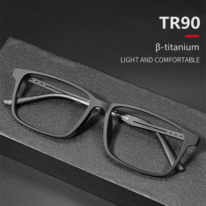 Ultralight Black Reading Glasses For Men TR90 Metal Prescription Glasses Blue Light Blcoking