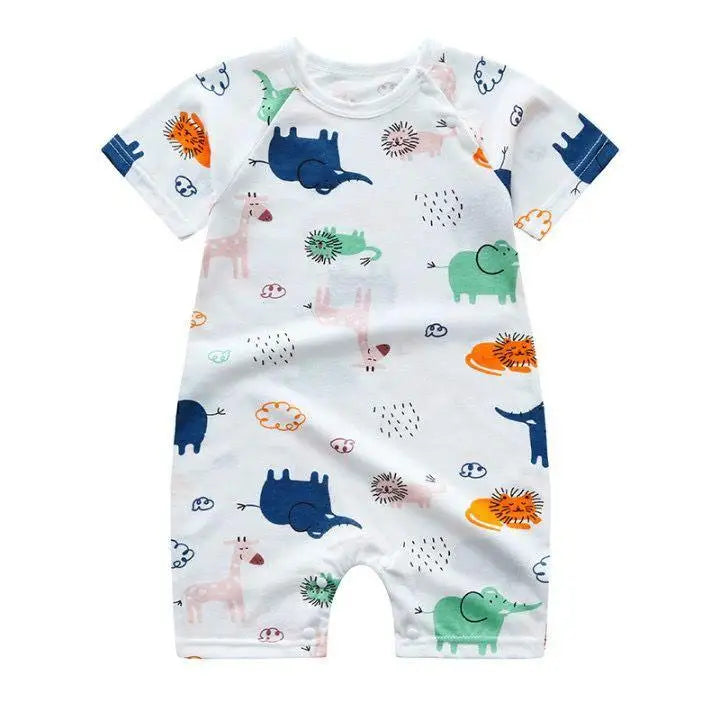 Newborn Baby Clothes Short Sleeve Romper Printed Cartoon Cute Baby Boys One-piece Clothes Toddler Jumpsuit Infantil Costume