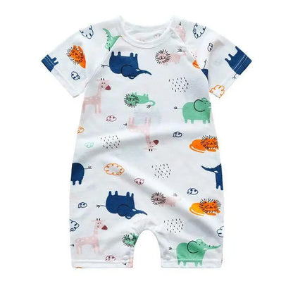 Newborn Baby Clothes Short Sleeve Romper Printed Cartoon Cute Baby Boys One-piece Clothes Toddler Jumpsuit Infantil Costume