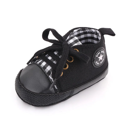 Spring New Baby Shoes Boy and Girl Classic Canvas Casual Sneakers Soft Sole Non-Slip Walking Newborn Toddler Shoes First Walkers