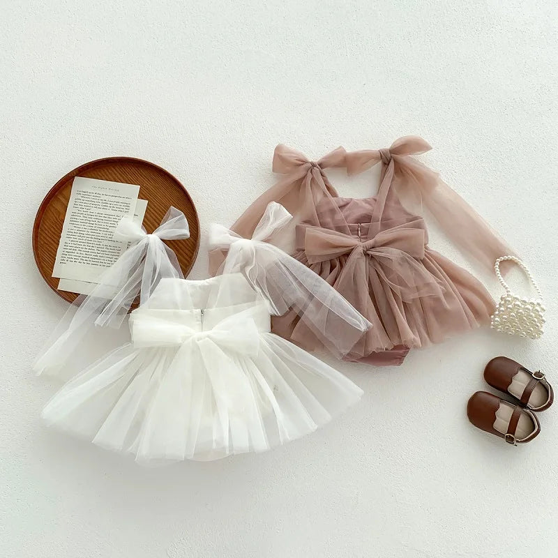 0-2 Year Old Baby Dress Summer New Newborn Centennial Birthday Party Girl Princess Dress Sleeveless Mesh Romper Dress