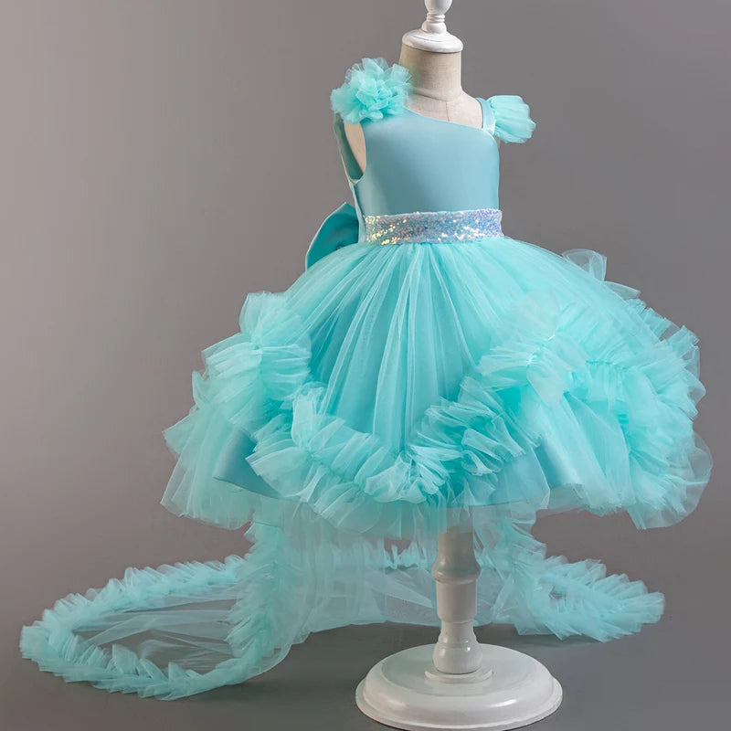 Baby Girls Party Dresses Sleeveless Eleagnt Solid Wedding Evening Ball Gown Holiday Costume Tulle Dress For Little Girl
