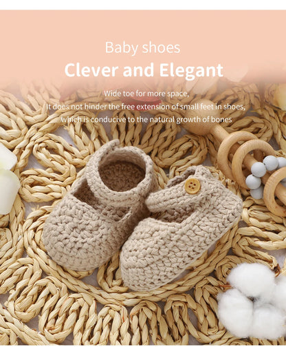 Newborn Baby Girl Shoes 0-1Y Fashion Pure Color Knit Infant Anti-Slip Soft Soled First Walkers Children Winter Walking Prewalker