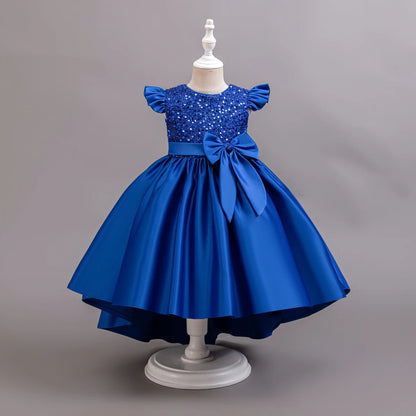 Girl Black Gown Girls Fly Sleeveless Dress Children Wedding Evening Birthday Party Princess Dresses For Children Girls