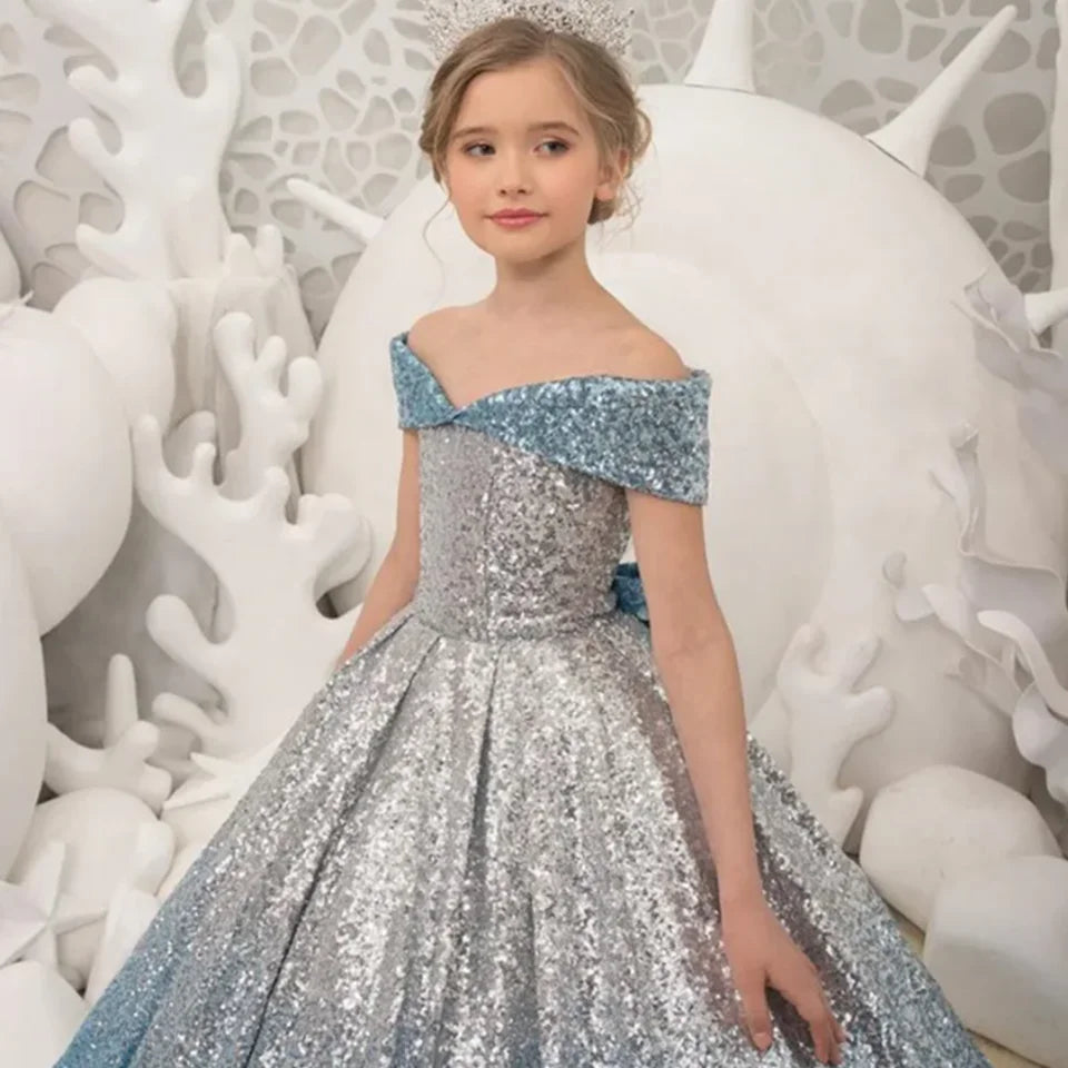 Evening Party Baby Girls Pageant Dress High Quality Flower Girl Wedding Dress Birthday Europe Style 13 Years Long Dresses Party