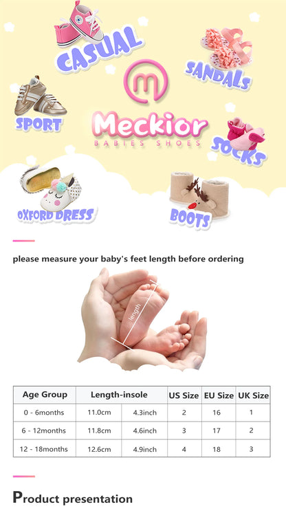 Newborn Baby Shoes Baby Boy Girl Shoes Girl Classic Bowknot Rubber Sole Anti-slip PU Dress Shoes First Walker Toddler Crib Shoes