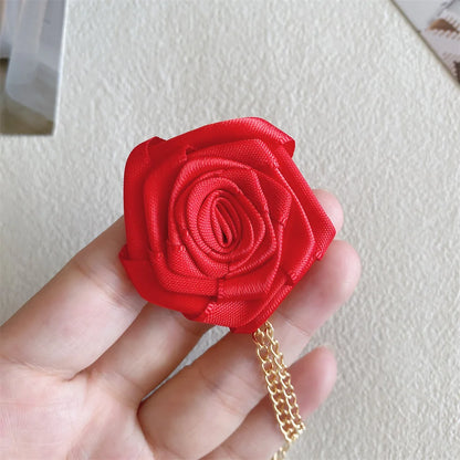 Men Wedding Brooches Cloth Art Handmade Rose Flower Brooch Lapel Pin Badge Tassel Chain Men's Suit Accessories Groom Boutonniere