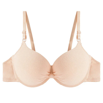 Women's Sexy Cotton Gathered Bra Deep V Underwire Ladied  Brassiere Push Up Lingerie Solid Bras Backless Intimate Underwear (Available)