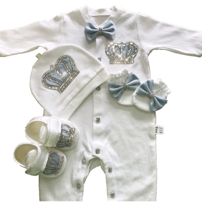 Newborn Boys Romper Clothes Formal Suit 4 Piece Vest Pants and Tie Dresswear Suit Set Welcome Home 40suyi days Celebrity outfit