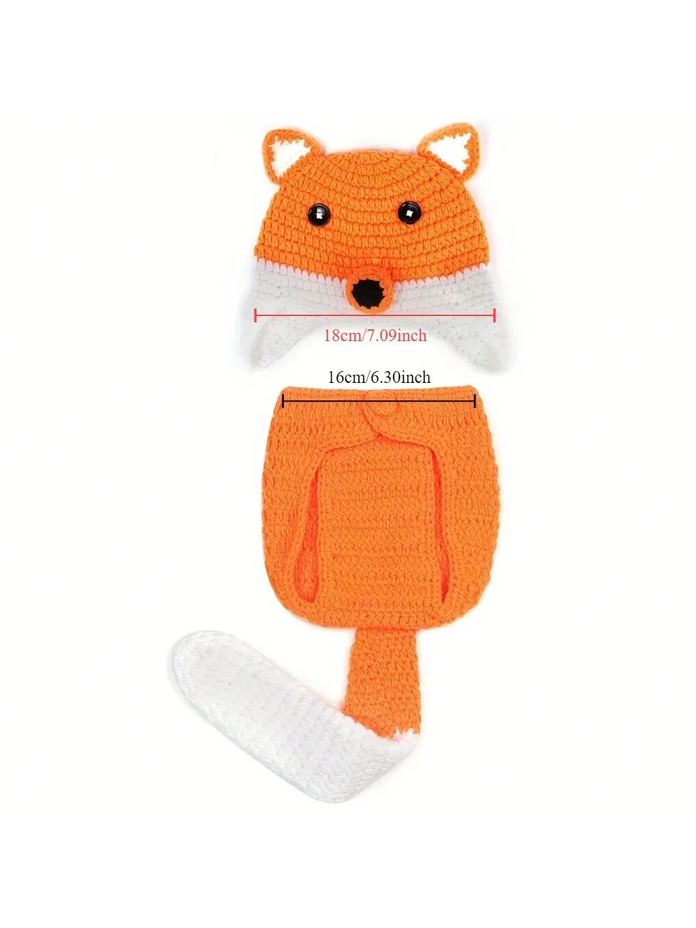 Newborn Photography Outfits Clothes Fox Costume Boy Girl Dress Romper Outfit Baby Handmade Hat Pants Photo Cosplay Photo Props
