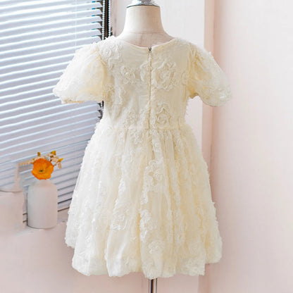Fashion Cute Party Dress Elegant Gown Host Performance Princess Gown Comfortable Puff Sleeves Solid Color Party Princess Dress