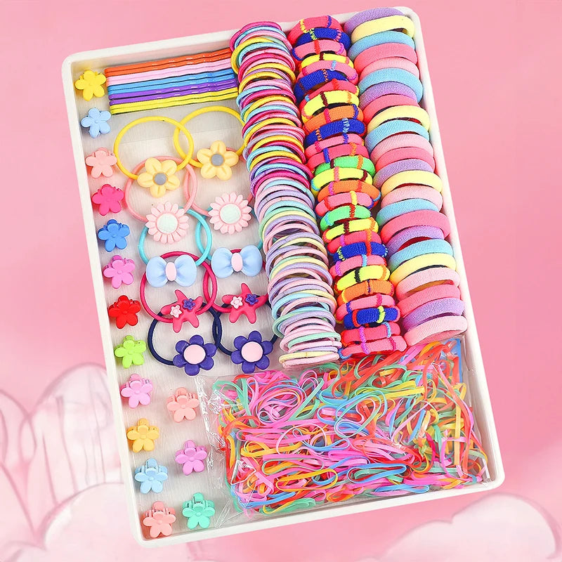 Hair Accessories Set For Girls Hair Clip Set Elastic Rubber Bands Flower Hair Clip Metal Snap Hair Clips For Girls Birthday Gift