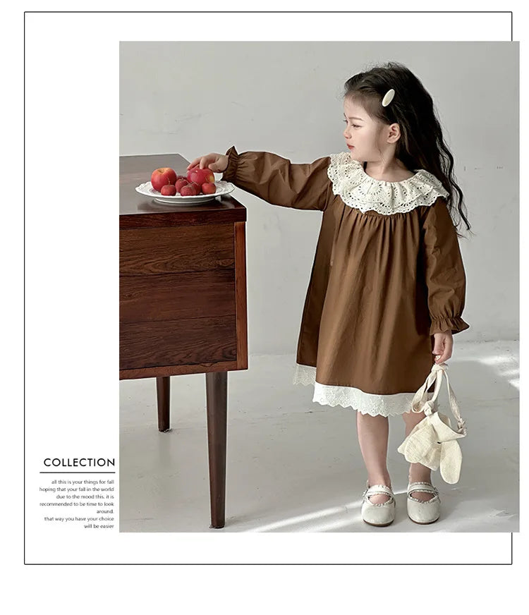 Girls' Dress Spring and Autumn 2025 New Children's Foreign Spring Dress Long Sleeve Skirt Spring Girl Princess Dress