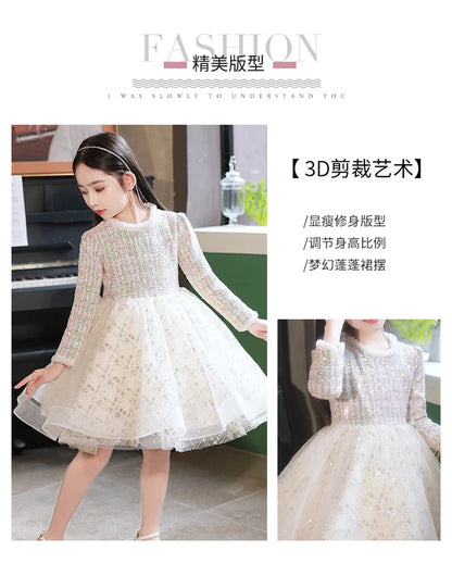 Girl's Dress Entry Lux Elegant Princess Dress Host Piano Playing Flower Girl Bubble Skirt