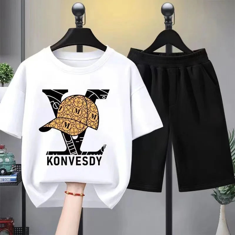 Summer Baby Girls Clothes Set Children Boys Letter Printed T-shirts and Shorts 2 Pieces Suit Kid Short Sleeve Top Bottom Outfits